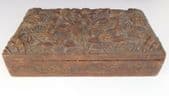 Carved vintage wooden box Anglo Indian for tea spice cigarettes or trinkets